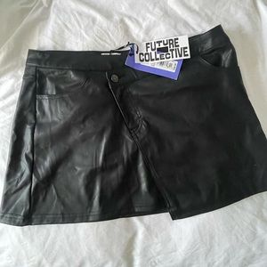Faux leather asymmetrical mini skirt
